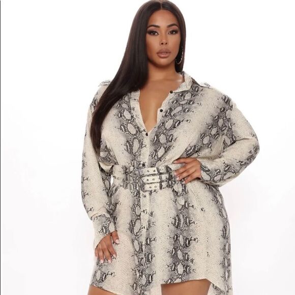 Fashion Nova Going Big Snake Corset Shirt Dress - Size 1X - Picture 3 of 14